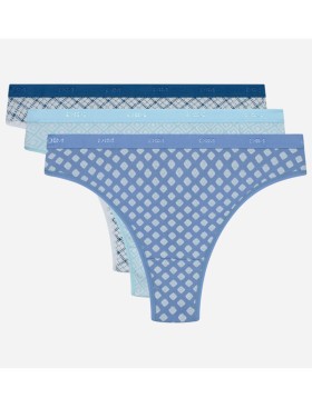 Набор хлопковых стрингов Dim LES POCKETS COTON 4C19 геометрия голубой - 3 штуки, Цвет: геометрия голубой, Размеры: L/XL, изображение 5