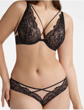 Кружевной бюстгальтер пуш-ап Esotiq KATIE 40561 черно-бежевый, Цвет: черный+бежевый, Размеры: 70E, изображение 2