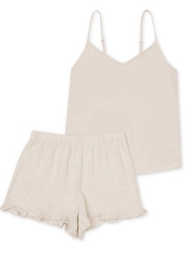 Хлопковая пижама с шортами Esotiq LUCK 40600, Цвет: бежевый, Размеры: XL, изображение 5