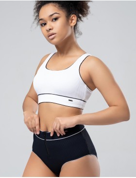 Черно-белый купальник с высокими плавками Opium SF-55, Цвет: черно-белый, Размеры: L