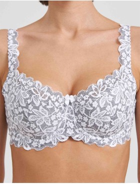 Бюстгальтер балконет кружево биколор Simona M 608 рябушка, Цвет: рябушка, Размеры: 90B