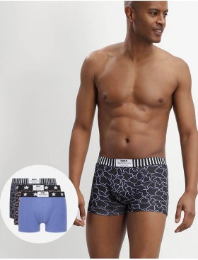 Набор мужских боксеров (3 шт) Dim 0C6D черный набивной/синий, Цвет: черный набивной/сини, Размеры: S