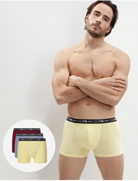 Набор мужских боксеров (3 шт) Dim 6596/3 лимонный/красный/серый, Цвет: лимонный/красный/сер, Размеры: S