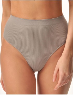 Высокие стринги в рубчик MY PE055 mist, Цвет: серый, Размеры: S