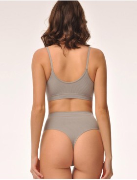 Высокие стринги в рубчик MY PE055 mist, Цвет: серый, Размеры: S, изображение 4