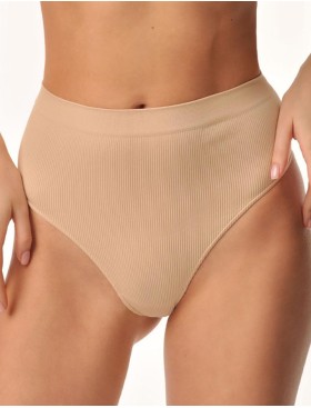 Высокие стринги в рубчик MY PE055 nudo, Цвет: телесный, Размеры: S