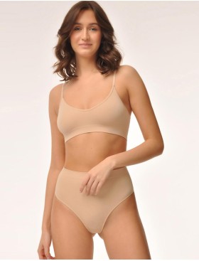 Высокие стринги в рубчик MY PE055 nudo, Цвет: телесный, Размеры: S, изображение 3