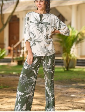 Комплект блуза со штанами Mia-Amore CASSANDRA 1876, Цвет: белый с оливковым, Размеры: L