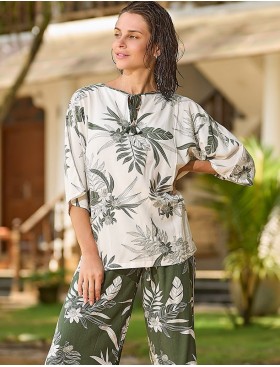 Комплект блуза со штанами Mia-Amore CASSANDRA 1876, Цвет: белый с оливковым, Размеры: L, изображение 4