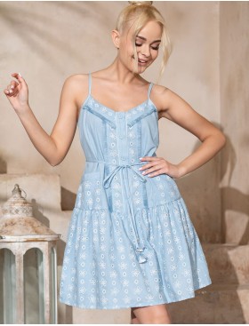 Короткий сарафан хлопок Mia-Amore CINDY 1841, Цвет: голубой, Размеры: M