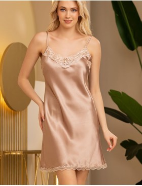 Шёлковая короткая сорочка Mia-Amore DANIEL 3870, Цвет: кремовый, Размеры: 2XL