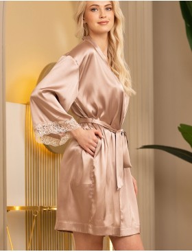 Шелковый женский халат Mia-Amore DANIEL 3873, Цвет: кремовый, Размеры: 2XL/3XL, изображение 3