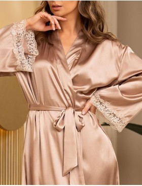 Шелковый длинный халат Mia-Amore DANIEL 3879, Цвет: кремовый, Размеры: 4XL/5XL, изображение 3