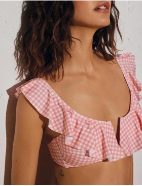 Купальный топ с оборкой Ysabel Mora 82046 EL PICNIC, Цвет: светло-розовый, Размеры: 80B, изображение 3