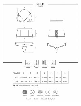 Комплект Obsessive 846 SEG с поясом, Цвет: черный, Размеры: S/M, изображение 5