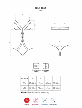 Эротическое боди Obsessive 852 TED-1, Цвет: черный, Размеры: S/M, изображение 5