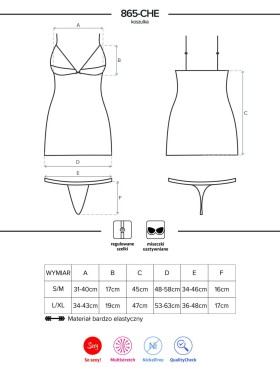 Сексуальная сорочка Obsessive 865 CHEMISE, Цвет: черный, Размеры: S/M, изображение 5