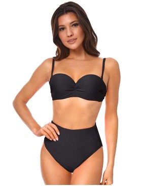 Черный купальник бандо с высокими плавками Ewlon A.7206_965, Цвет: черный, Размеры: M, изображение 2