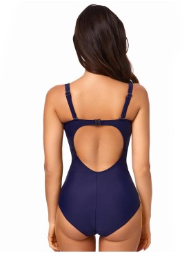 Закрытый купальник с цветочным принтом Ewlon K.8094_607, Цвет: темно-синий, Размеры: XL, изображение 3