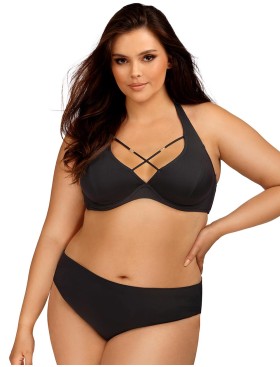 Черный купальник халтер со стрепами Lorin L3130/3, Цвет: черный, Размеры: 70H