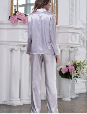 Атласная пижама тройка Mia-Mella JULIA 8735 серый жемчуг, Цвет: серый жемчуг, Размеры: M, изображение 2