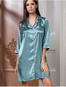 Атласная ночная рубашка Mia-Mella JULIA 8737 изумруд, Цвет: изумруд, Размеры: M