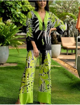 Пляжный комплект брюки и топ Mia-Amore MONTEREY 7336, Цвет: зеленый, Размеры: S