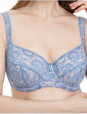 Бюстгальтер мягкий с подкроем Lina A 6017 / 6117 ниагара-серебристый пион, Цвет: ниагара/пион, Размеры: 75D