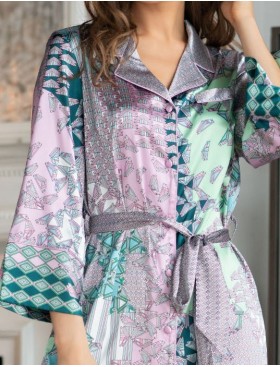 Рубашка-халат из атласа Mia-Amore GEOMETRY 7007, Цвет: изумруд, Размеры: L, изображение 3