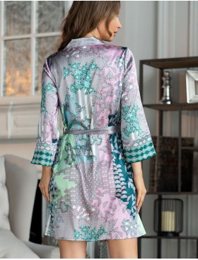 Рубашка-халат из атласа Mia-Amore GEOMETRY 7007, Цвет: изумруд, Размеры: L, изображение 2