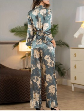 Шёлковая пижама с брюками Mia-Amore ORNELIA 3836, Цвет: зелёный, Размеры: L, изображение 2