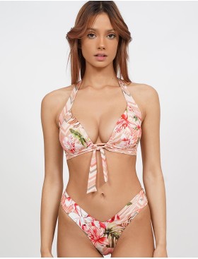 Открытый купальник халтер UNICONF CB256 TROPICAL FEVER, Цвет: розовый, Размеры: S