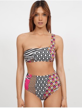 Купальник с ассиметричным топом UNICONF CB281 ESCAPE INTO THE JUNGLE, Цвет: черный, Размеры: M