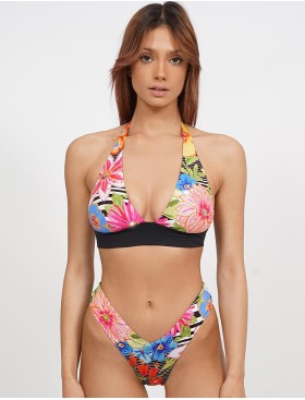 Яркий купальник халтер UNICONF CB295 DREAMY GARDEN, Цвет: голубой, Размеры: XL