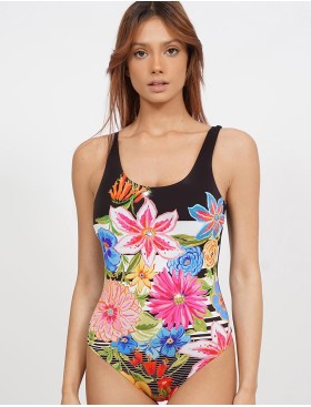 Закрытый купальник цветы UNICONF CBI297 DREAMY GARDEN, Цвет: черный, Размеры: S