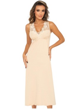 Сорочка с кружевным верхом Donna KRISTINA LONG бежевый, Цвет: бежевый, Размеры: S