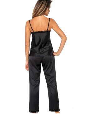Атласная пижама топ и брюки Donna TIFFANI pyjamas BLACK, Цвет: черный, Размеры: M, изображение 3