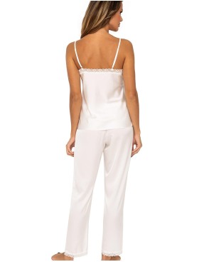 Атласная пижама топ и брюки Donna TIFFANI pyjamas EKRU, Цвет: экрю, Размеры: S, изображение 3