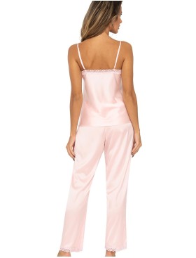 Атласная пижама топ и брюки Donna TIFFANI pyjamas PINK, Цвет: розовый, Размеры: S, изображение 3