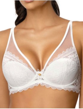 Кружевной бюстгальтер пуш-ап MAT ESTELLE bialy M-0198-11, Цвет: белый, Размеры: 65E