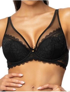 Кружевной бюстгальтер пуш-ап MAT ESTELLE czarny M-0198-11, Цвет: черный, Размеры: 65E