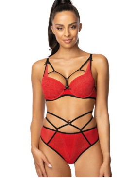 Кружевные трусики c ремешками MAT LOREN F-3636-5 czerwono-czarny, Цвет: красный, Размеры: S, изображение 3