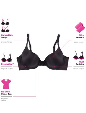 Гладкий бюстгальтер пуш-ап Maidenform DM0066 черный, Цвет: черный, Размеры: 80B, изображение 10