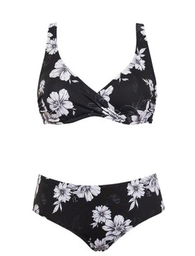 Цветочный купальник формовка слип Sielei FL52+FL68 nero, Цвет: nero (черный), Размеры: 75C, изображение 2