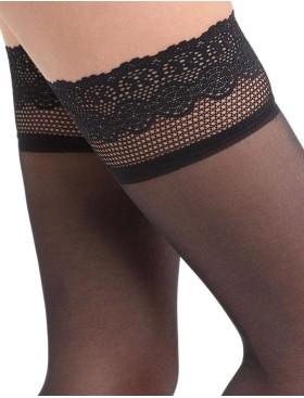 Чулки с широкой кружевной резинкой Dim 1605 NUDE SENSATION 25 den, Цвет: черный, Размеры: 2, изображение 2