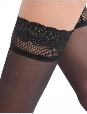 Чулки с широкой кружевной резинкой Dim 1605 NUDE SENSATION 25 den, Цвет: черный, Размеры: 2, изображение 3