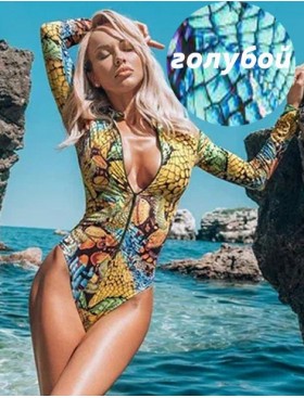 Закрытый купальник с длинным рукавом Jolidon FC37I голубой, Цвет: голубой, Размеры: 85B