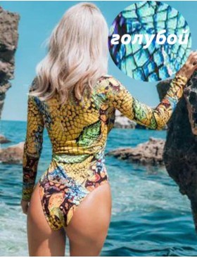 Закрытый купальник с длинным рукавом Jolidon FC37I голубой, Цвет: голубой, Размеры: 85B, изображение 2