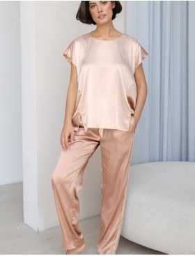 Комплект атласный с брюками Mia-Amore HAILEY 7306, Цвет: миндальный, Размеры: S