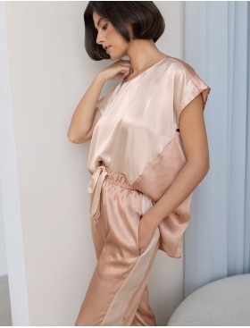 Комплект атласный с брюками Mia-Amore HAILEY 7306, Цвет: миндальный, Размеры: S, изображение 2